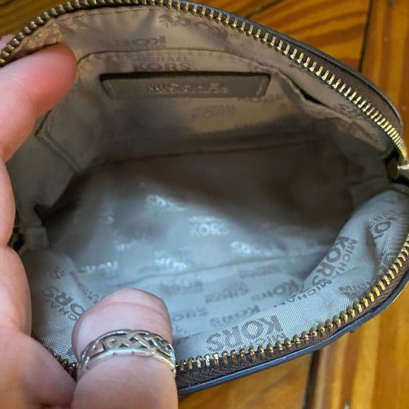 Michael Kors Travel Pouch Brown Gold Monogram Cosmetic Case - Picture 9 of 12